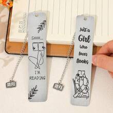 极简主义阅读语录不锈钢书签套装 - 书籍造型吊坠线条艺术设计，送给爱书人士和女性的完美礼物 - SQ2748 - 查看 12