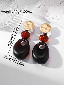 New Fashionable Exaggerated Acrylic Earrings, Elegant Hollow Round Pendant Earrings, Niche Design - Multicolor - View 10