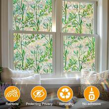 Window Privacy Film Stain Glass Window Film Rainbow Window Film Window Clings Non-Adhesive Reusable Ornamental For Bedroom (Leaf Rainbow, 17.5 X 78.7 In) - Cầu vồng lá - Xem 6