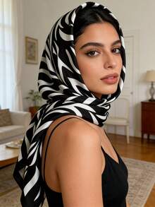 1pc Women's 90cm Luxurious Zebra Print Faux Silk Twill Scarf, Suitable For Daily Wear As Bandana, Headband, Hair Accessory,Beach,Holiday - Multicolor - View 16