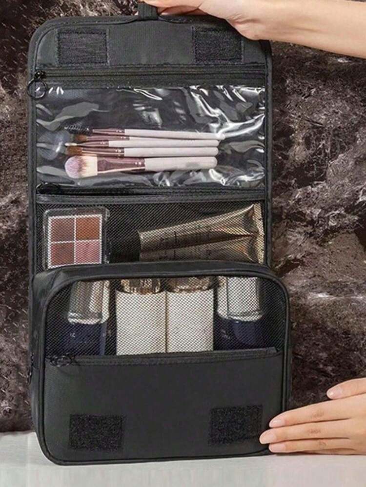 1pc Travel Makeup Bag, Hanging Toiletry Bag, Makeup Brush Organizer, Multi-Functional Handbag Organizer, Cosmetic Bag, PVC Bag, Perfume Storage Box, Cosmetic Bag, Summer Holiday Travel Essentials, Organizing And Storage, Beach Bag, Handbag, Suitable For Lipstick, Makeup Brushes, Makeup Pencils, Eyeshadow, Mirror, Eyeliner, Lip Gloss, Skincare, Toothbrush, Toothbrush Cup, Soap, Shampoo, Comb, Watch, Phone, Necklace, Jewelry, Digital Products, Storage - Multicolor - View 2