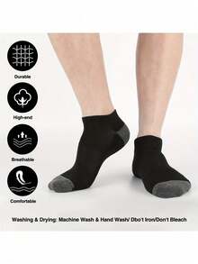 6 paires de chaussettes de sport antidérapantes pour la cheville et mi-mollet, chaussettes bateau confortables, design antidérapant, chaussettes courtes unisexes décontractées - Multicolore - Voir 3