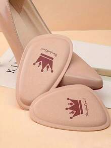 1pair Women's Half Size Shoe Inserts, Anti-Slip Breathable Sweat-Absorbing Foot Pads - Beige - View 2