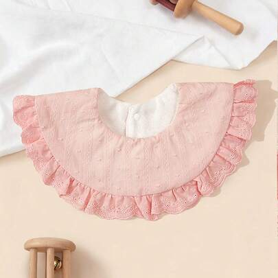 1件婴儿公主蕾丝花朵围兜，高品质婚礼季磨牙口水巾，花朵滚边，复古风格女婴口水巾，适合日常外出和作为礼物
