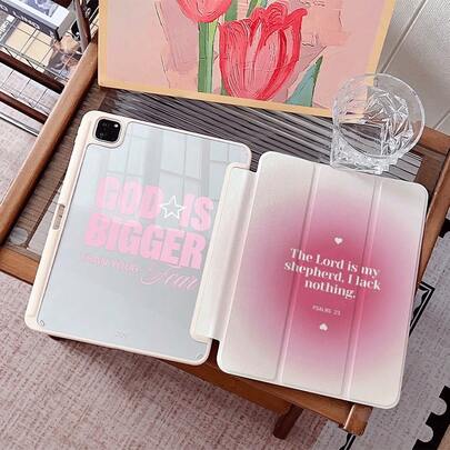1 chiếc ốp lưng bảo vệ bằng acrylic in hình Kinh Thánh Cơ Đốc giáo Thi Thiên 23 trang nhã, có khe cắm bút, chân đế từ tính đa góc, chức năng tự động tắt/mở màn hình, tương thích với iPad Pro/Air, iPad 5/6/20