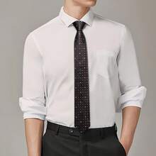 Bộ cà vạt nam màu nâu sẫm kẻ caro hình học - Bao gồm khăn cài túi áo, khuy măng sét và kẹp cà vạt vàng, cà vạt trang trọng cổ điển phù hợp cho các dịp công sở. - Cà phê nâu - Xem 4