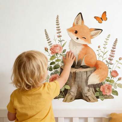 Hình dán tường gốc cây hoạt hình, thích hợp trang trí phòng trẻ em, phòng ngủ, nhà trẻ, phòng khách, lý tưởng cho trang trí tường và phông nền tiệc.