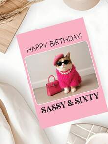 60th Birthday Card - Playful Cat - Gifts For Ladies, Girls, Best Friends, Best Friends, Glasses Wearing Cat, Wonderful Pets - Multicolor - View 4