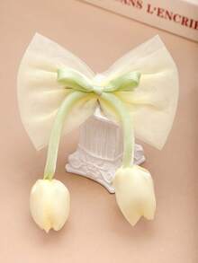 4pcs/Set Colorful Tulip Flower & Bow Hair Clips, Cute Sweet Student Hair Accessories, Gift For Girls, Spring/Summer - Multicolor - View 8