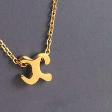 1pc Minimalist Stainless Steel 26 Initial Letter Necklace Pendant, Suitable For Commuting And Daily Wear - Yellow Gold - View 35