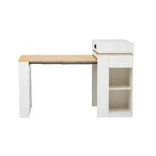 Kitchen Island With Wheels, Extendable Dining Table With Folding Tabletop, Bar Table With Power Strips And Hooks, Serves As A Kitchen Island, Sideboard Or Bar Table For Kitchen And Dining Room (White) - White - View 1