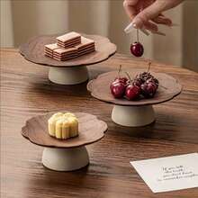 1pc Vintage High-End Fruit Snack Plate; Exquisite High-Foot Dessert Plate Perfect For Snack Plate, Tea Dessert Plate, Living Room Tray, Highly Attractive Fruit Display Plate, Dried Fruit Plate, Dessert Plate And Reception Desk Snack Display Storage Plate, Suitable For Back To School Season Events And Christmas Events, Halloween Events - View 2