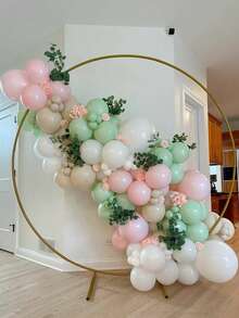 117 Stück grüne, weiße, rosa, beige Ballon Bogen Dekorations-Set, geeignet für Babyparty, Kindergeburtstag, Hochzeit, Verlobung, Taufe, Kommunion - Übersicht 1