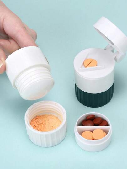 Bộ nghiền và cắt thuốc cầm tay 1 chiếc - Máy nghiền và chia thuốc dạng bột mịn 2 trong 1, hộp đựng thuốc đa chức năng, vật dụng thiết yếu cho tủ thuốc gia đình, bộ dụng cụ y tế du lịch, trợ giúp người cao tuổi quản lý thuốc hàng tuần, nhiều màu sắc để lựa chọn, món quà ý nghĩa.