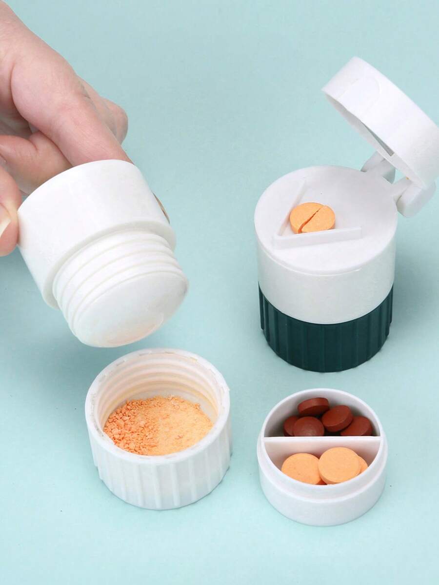 2合1藥錠研磨器與分藥器,便攜式手動細粉研磨機,多功能藥物收納盒,居家旅行套組,每週藥錠管理工具,多色可選,實用禮物 - 查看 1