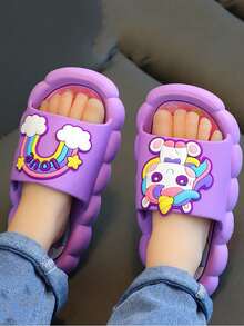 1 Pair Cute Cartoon Princess Slippers For Girls, Soft Non-Slip Soles, Suitable For Summer Outdoor, Beach, Vacation Wear - Purple - View 4