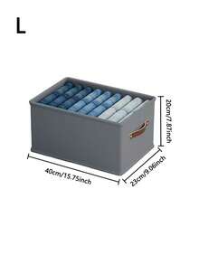 1/2个灰色布艺可折叠抽屉收纳盒，牛津布衣物整理箱，家用衣柜牛仔裤毛衣收纳盒（无隔板） - 灰色 - 查看 9