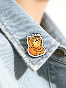 1件可爱“嗷呜”橘色虎斑猫珐琅趣味卡通嚎叫猫胸针，卡通躺卧小猫胸针，自我关爱徽章，金属胸针，时尚翻领徽章，背包衣服珠宝包别针，毕业礼物 - 彩色 - 查看 7