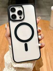 1个简约优雅透明磁吸手机壳，兼容 17 Pro Max、16 Pro Max、新款14、15，超薄防震保护壳，带挂绳，男女通用 - 黑色 - 查看 3