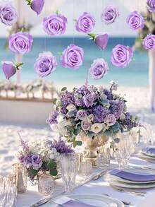 悬挂式紫色玫瑰仿真花 - 适用于婚礼拱门、新娘送礼会、花束、派对中心装饰和天花板装饰 - 是婚礼策划师和DIY爱好者的绝佳礼物，也适用于生日、毕业典礼、DIY婚礼装饰、新娘送礼会、婚礼花束、派对中心装饰、天花板装饰和情人节 - 單色 - 查看 9