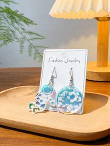 1 Đôi bông tai hình phi hành gia Cyberpunk mặt trăng, mặt dây chuyền acrylic óng ánh ba chiều, trang sức cá tính theo phong cách Y2K dành cho nữ - Nhiều màu - Xem 8