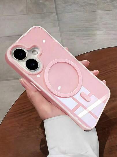  1 PIEZA Funda de teléfono Hadaasi rosa de lujo con bloques geométricos semitraslúcidos magnéticos compatible con iPhone 16, 15, 14, 13, 12, 11 Pro Max con diseño acrílico transparente y carga inalámbrica magnética, a prueba de agua, a prueba de golpes, resistente a arañazos, regalo de primavera, compatible con Samsung Galaxy A57, A37, A56, A36, A26, A16, S25FE, A17/Galaxy S26Ultra/S26Plus/S26/S26Edge/S26Pro/S25 Ultra, S24 Ultra