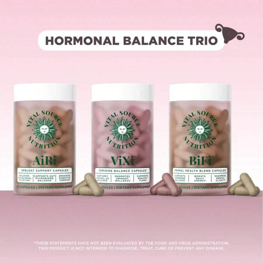 Women's Hormonal Balance Trio Supplement Bundle | Feminine Balance Capsules + Primal Health Blend Capsules + Debloat Support Capsules | 3-In-1 Synergistic Formula Supports Healthy Hormone Balance, Cycle Comfort, Mood Balance & Digestive Wellness | For Adult Women | Vegetarian Capsules - 三件套 - 查看 1