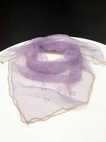 1件新款女士水钻装饰半透明几何图案围巾/头巾 - 彩色 - 查看 7