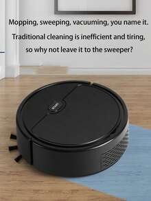 YAIUZGOO 1台自动机器人吸尘器，便携式吸尘器，三合一低噪音扫地机，适用于日常硬地板和宠物毛发清洁 - 圓形黑 - 查看 3