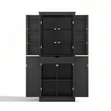 Kitchen Cabinet, Multifunctional Tall Cabinet, Sideboard With Two Shelf Doors, Storage Compartments And Internal Drawer, 182 * 40 * 75, Suitable For Kitchen, Dining Room And Living Room. - Black - View 10