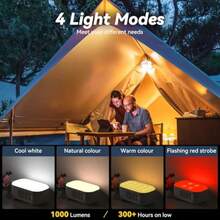 Camping Lantern6400mAh LED Lantern Rechargeable with 4 Light Modes 1000LM Tent Light and Hand-Crank lamp for Hurricane Hiking Camping Emergency Power Outages - Blanco - Ver 5