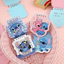 4pcs/1pc Stitch Notebook, Cartoon Office Theme Spiral Notebook Paper, Suitable For Students And Office Use, Back To School Gift, Birthday Party Gift, Christmas Gift, Christmas Stocking Stuffer, Christmas Gift [Random Pattern Shipped], New Year Party And Event Gift, Back To School Essential - Gold Powder Coil - View 4