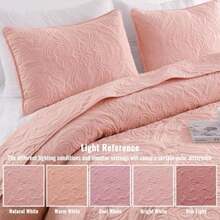 Quilts Queen Size Bedding Set with 2 Pillow Shams Lightweight Blush Pink Full Queen Quilt Bedspread with Vintage Damask Pattern Soft Bedspreads Coverlets for All Seasons - Rosa rubor - Ver 4
