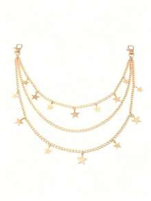 1pc Gold Star Pendant Multi-Layer Men's Pant Chain, Party Street Hip Hop Outfit Accessory Unique Metal Jeans Pant Chain - Gold - View 2