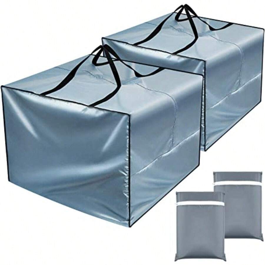 Patelai - 2 bolsas de cojín de 32 x 32 x 24 pulgadas para almacenamiento de patio al aire última intervensión impermeables bolsas de embalaje Oxford para mudanzas con asas de cierre para - Gris - Ver 1