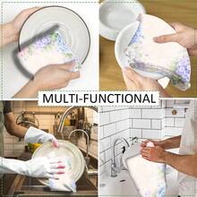 2pcs Hydrangea Printed Dish Towels, Super Absorbent Microfiber Cleaning Cloths, Machine Washable, Suitable For Holiday Decoration, Cooking, Baking, Housewarming Gifts And Cleaning Supplies, Fit For Kitchen, Bathroom, Toilet - Multicolor - View 7
