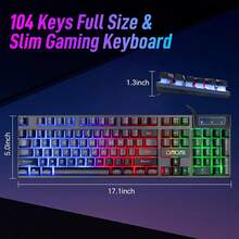 Wired Gaming Keyboard, 104-Key Full-Size, With Anti-Ghosting And Multimedia Keys, LED Backlit Keyboard Suitable For PCs, Laptops, Desktops, Gaming, Or Office Use. - Xem 6