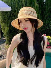 1顶涤纶女士休闲渔夫帽，适合日常、户外活动、夏季和海滩佩戴。 - 彩色 - 查看 7