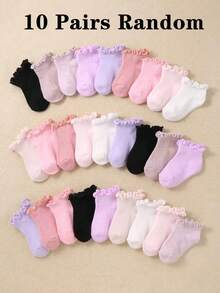 20/10 Pairs Soft Baby Socks, Ruffle Design, Candy Color, Girls Princess Socks, Ruffle Edge Design, Comfortable Elastic Daily Socks, Suitable For 0-36 Months, Suitable For Spring And Summer Seasons, Baby Socks, Girls Socks, Princess Socks, Ruffle Socks, Socks, Birthday Gift, Girls Gift, Back To School Gift Series - Multicolor - View 14