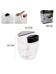 1 Multi-Functional Manual Pull-Type Vegetable Chopper And Garlic Crusher, Durable ABS, Kitchen Gadget, Easily Chops And Grinds, No Electricity Required - Black and White - View 8