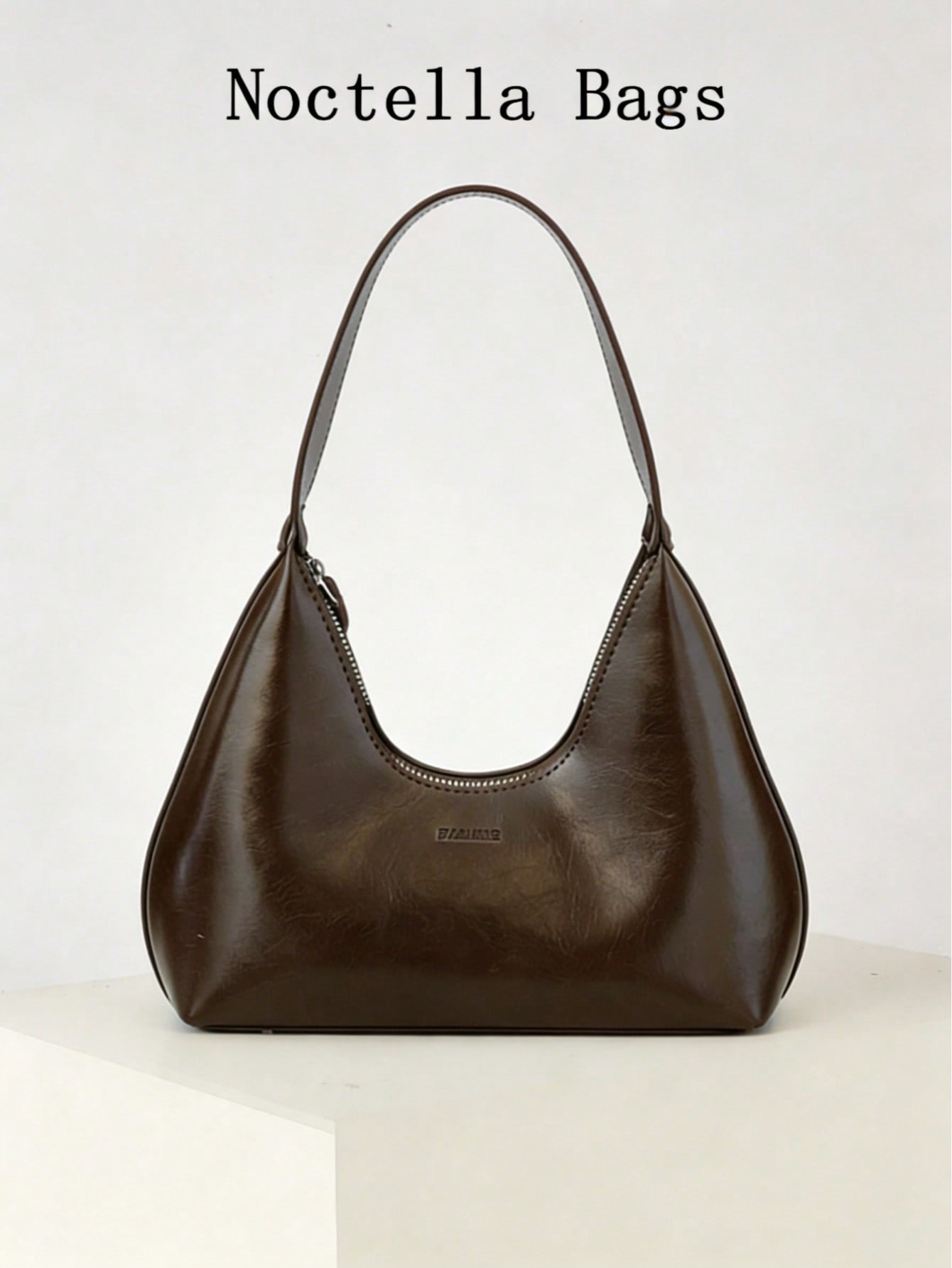 Brown leather hobo shoulder bag