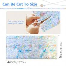Window Privacy Film Stain Glass Film Flowers Rainbow Window Film Window Clings Non-Adhesive Reusable Decorative For Home Blue Lotus 35.4 Inch X 13.1 Feet - Blue Lotus - View 6