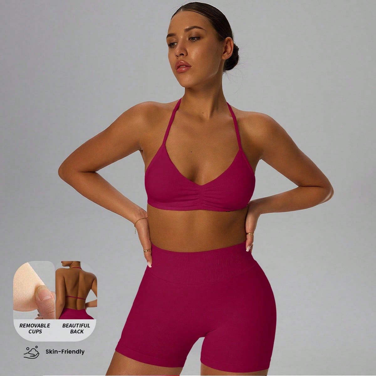 Camiseta deportiva de mujer con tirantes finos y alto soporte, adecuada para fitness, yoga y otros deportes, con características de alto soporte y al