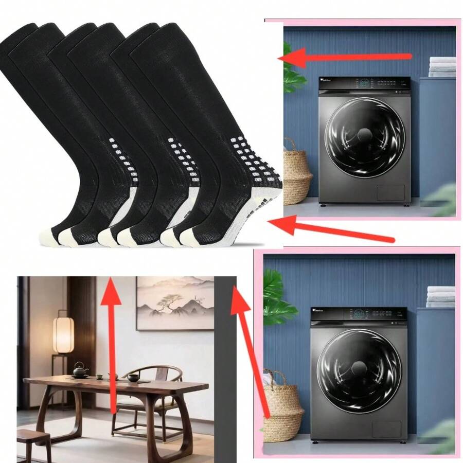 Yufree Mens Knee High Grip Soccer Socks Non Slip Long Socks For Football Basketball Sports - 3black - View 1