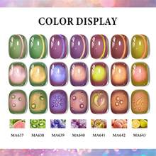 MEET ACROSS 7毫升水果篮猫眼磁性凝胶指甲油,可卸UV/LED光疗甲油,夏季猫眼指甲油,美甲用品,闪亮玻璃珠,绿紫色猫眼美甲沙龙DIY - 彩色 - 查看 3