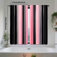 2D Flat, 2D Printing 2pcs, Elegant Black & Pink Gradient Curtains - Polyester, Light Filtering Rod Pocket Drapes For Bedroom, Living Room, Office - Semi-Transparent, Fashionable Home Decor With Sleek Black Rods, Office Window | Modern Curtains |, Dec - 2pcs - 查看 2