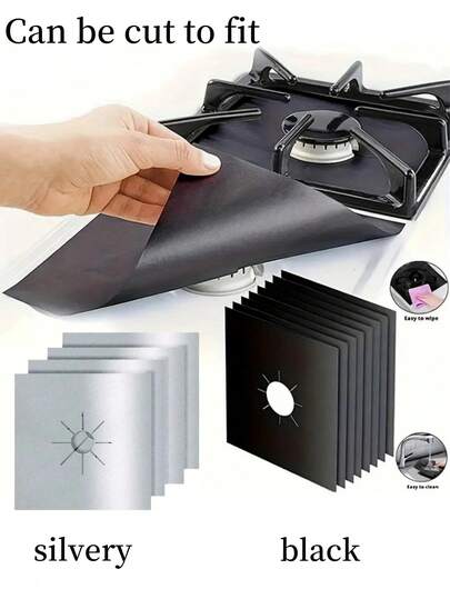 4Pcs Gas Stove Burner Covers, Reusable Stove Top Protectors, Non-Stick Cooker Liner Kitchen Accessories
