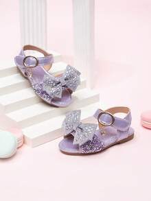 2026 New Girls Sandals, Children Princess Shoes With Rhinestone Bow, Little Girl Student Beach Shoes, Summer - Purple - View 6