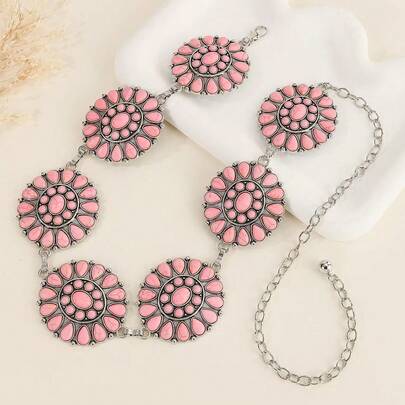 Dây đeo eo bằng kim loại chạm khắc khảm nạm kiểu Trung Đông mới.