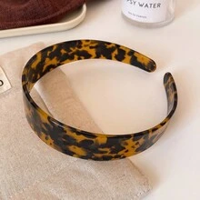 1pc French Classic Fashion Wide Acetate Amber Leopard Print Hairband Non-Slip Toothed Headband Plain Glossy Thickened Not Tight On Hair Women's Hair Accessories - Multicolor - View 9